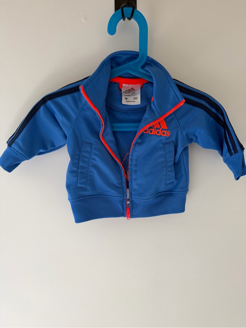 adidas Blue Kids Track Jacket with Orange Trim